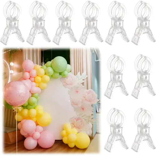 GJANSH 10 Pack Large Balloon Arch Clips Plastic Transparent Backdrop Spring Clamps 3.5 Inch Heavy Duty Clip for Balloon Arch Kit Birthday Decoration Crafts Woodworking Photography Studios (Clear) toolupgrade