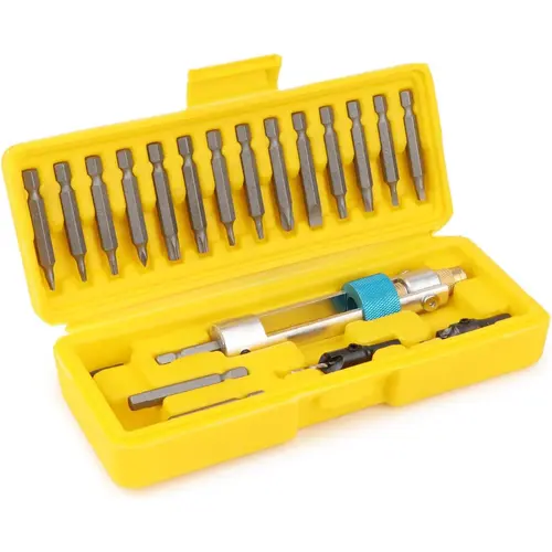 GJANSH Swivel Head Quick-Change Drill Driver Set, 20-Piece 2-in-1 Flip Drive Tool Kit with 16 Screwdriver Bits & Countersink Bits, Professional Multi-Function Screwdriver Set for Fast Drilling & Driving toolupgrade