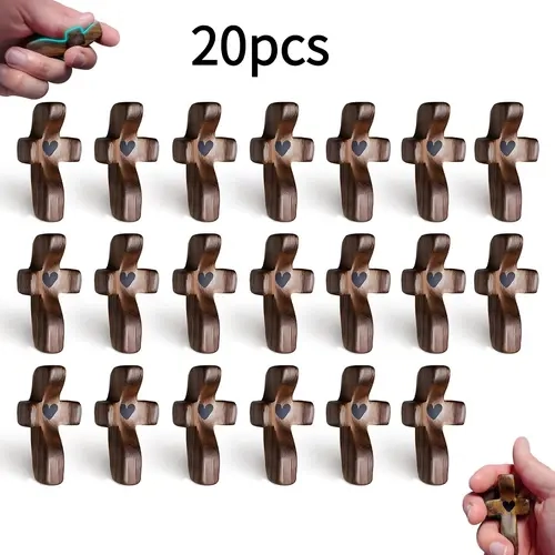3/5//10/20PCS Pocket Wooden Cross, Encouragement Gift, Fingertip Stress Relief Gifts, Ideal Christian Prayers For Handheld Use, For Personal Devotion, Family Prayer, Home office Decor Religious Ornaments, Stress Relief Decoration Olive Set