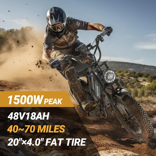 VOLTVOGUE、 Electric ebike | Peak Power 1500W | Full Suspension | Top Speed 31 MPH | Range 40-70 Miles | 48V 20Ah Removable Battery | 2-Seater Design | LED Headlights | 20-Inch All-Terrain Fat Tires | UL 2849 Certified ebike【BK20】