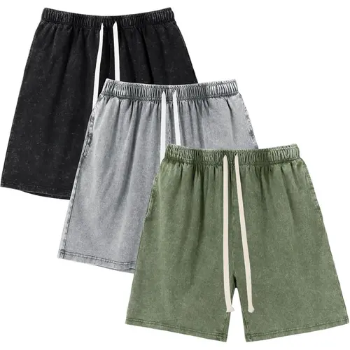 Arssm Men’s Sweat Shorts – Cotton Athletic Shorts with Elastic Waist & Drawstring, Vintage Acid Wash Workout Shorts with Pockets Tropical