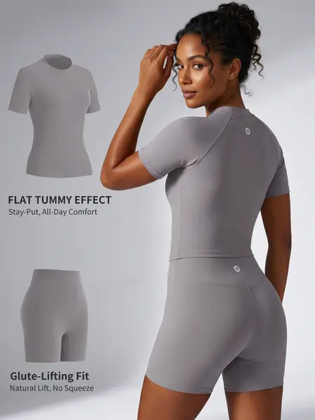 Uncia Active Women's 2-Piece Tracksuit Set - Seamless-Free Shorts, Raglan Sleeves Tee with Flat Tummy & Glute-Lifting Fit, Workout Gym Matching Sets for Outdoor Yoga, 2 Piece Sets, Workout Sets For Women summerwins Try it,sohochic
