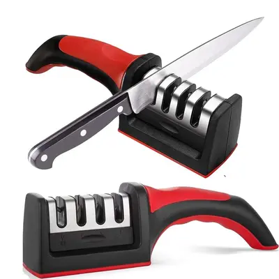 4-Stage Professional Knife Sharpener with Diamond-Ceramic Rods, Durable Safe Design, No Battery No Magnets, Quick Blade Restoration, Ideal for Everyday Kitchen Knives