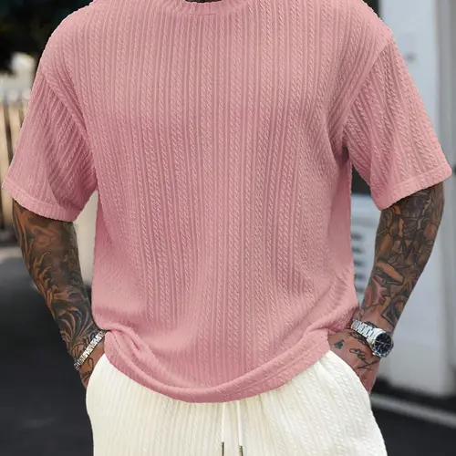 Men's Casual Loose Vacation Style Round Neck Short Sleeve T-Shirt, Top, Casual Summer Wear, Perfect for Tropical Hawaiian Beach Vacations, Music Festivals, Daily Wear