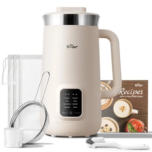 Bear 8-in-1 Nut Milk Maker Machine, 40oz/1.2L Multifunctional Juicer Machine with Self-Clean, 12H Timer Delay, 6H Keep Warm, Touchscreen 1-Touch Operation for Homemade Oat Milk, Soup, Kitchen Household Products,  juicer machine, Almond Milk Maker, Kitchen