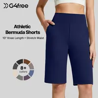 G4Free EverGoing Women's 10" Knee-Length Bermuda Shorts, Athletic Casual Long Shorts with Pockets