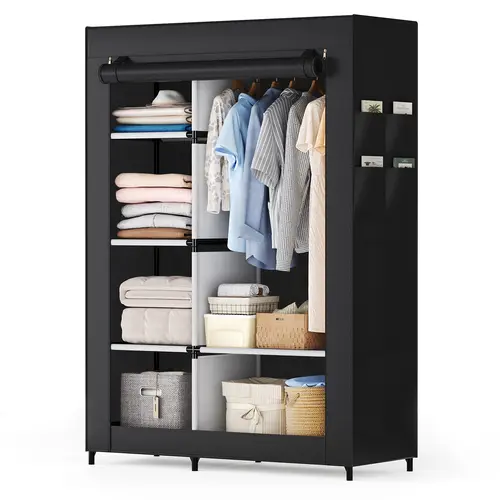 Portable Wardrobe Closet with Cover, Freestanding Portable Garment Rack, Portable Closet Wardrobe for Clothes Storage, Clothes Organizer for Bedroom, Dorm, Apartment
