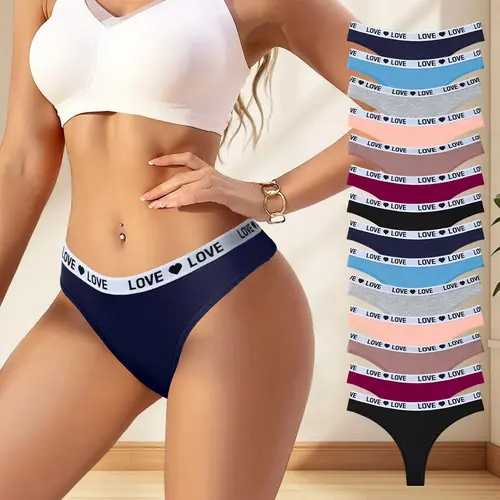 Women's Low-Rise Fitted Seamless Cotton Thongs - 5/7/10/14 Packs (14packs-Mixed Color), Daily Seamless, Soft Skin-Hugging, Cheeky Thong Shape Highlights Curves, No-Show Activewear Panties for Sports, Sleep, Weddings, Parties
