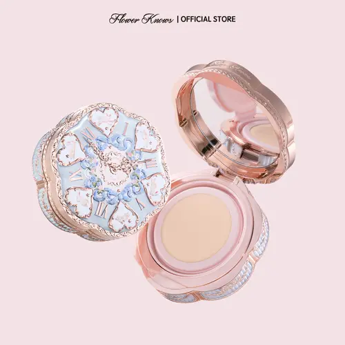 Flower Knows Bunny Garden Collection Cushion Cream Foundation (1 Case, 1 Refill, 16g) - Full Coverage Makeup Products, Ultra-Light, Smooth, Pore & Fine Line Blurring, Skincare Essence Infused for Daily Glowup & Refreshed Look