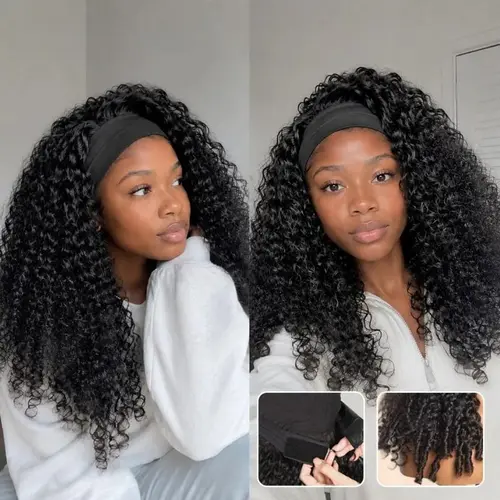 Bling Hair Burmese Curly Headband Wig Human Hair Glueless Wig No Gel No Glue Full Machine Made Wig with Headband 180% Density All Day Wigs for Beginners Friendly Summer Wig SoHoChic Style #TikTokShopBackToSchool