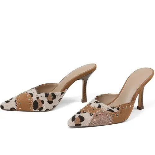 EROCALLI Women Pointed Toe Mules for Women Suede Slip On Kitten Heels Pumps Pointed Toe Bow Heels Mules Slip on Stiletto Heels Sandals Dress Party Wedding Studded Heels Pumps,sohochic