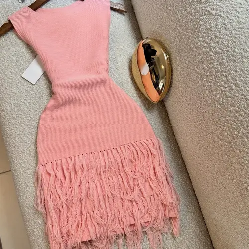 Sexy Fitted Knit Women's Dress with Fringe, Solid Color, Casual Style, Perfect for Spring and Summer, Daily Wear and Vacation