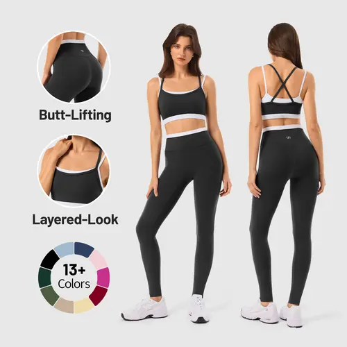 INNO MINT Women's 2-Piece Fitted Design Activewear Set - Spandex for Gym, Soft Breathable Casual Sportswear Outfit with Seamless Yoga Leggings & Padded Sports Bra, High Stretch Athletic Wear,sohochic