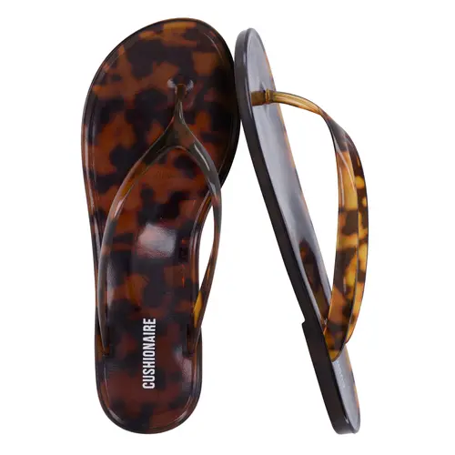Cushionaire Splash Jelly Flip Flops for Women | Glossy Retro Jelly Thong Summer Sandals for Beach and Pool | Easy to Clean Vacation Footwear