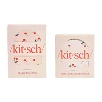 Kitsch Cherry Hair Care Duo - Ultra-Absorbent Microfiber Towel Wrap & Matching Cherry Shower Cap for Fast Dry Time & Frizz Reduction