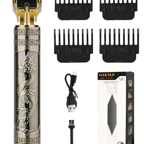 Professional Cordless Hair Trimmer – T-Blade Close-Cutting, Washable, High-Speed Copper Motor for Men's Beard & Hairline Detailing Usb Rechargeable Clipper Lightweight