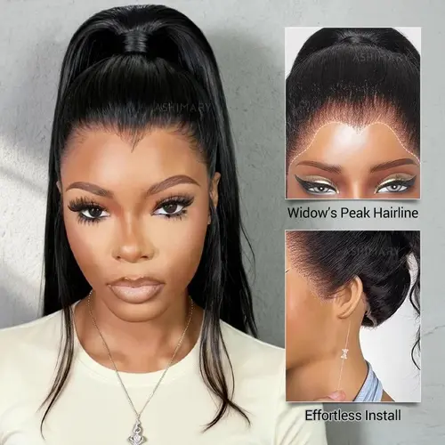 【Ashimary Pony & Go: 24" Special Offer $179】Female Pre-Styled Human Hair Ponytail Wig, 360 Lace Glueless, Invisi-Strap, Window Peak, Quick Install, Wigs Human Hair for Everyday Wear #Summervibes,sohochic