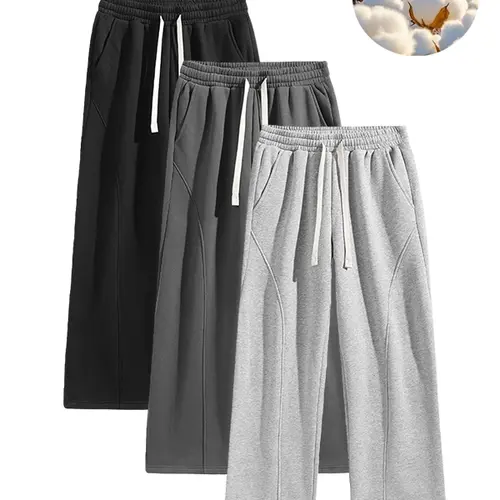 pants men sweatpants Men's Solid Thermal Lined Drawstring Oversize WaistPants,Casual Comfy Loose Fitting Trousers for Fall &Winter, Men's Bottoms for Daily Wear, Relaxed Fit, fleece sweatpants，school season