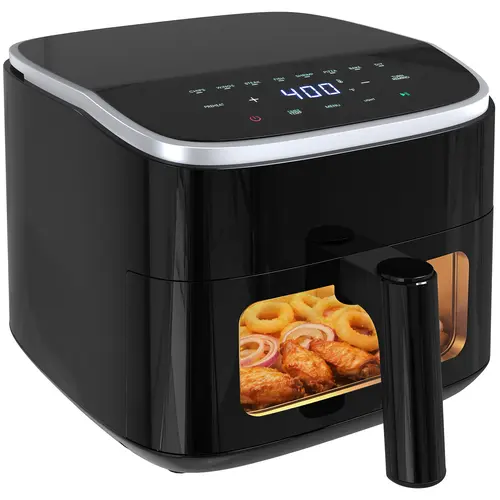 Sweetcrispy 4QT Digital Touchscreen Air Fryer with Visible Window, 1500W Power, Digital Display, 8 Presets, Auto Shut-Off, 60-Min Timer, Max 400°F, Nonstick Dishwasher-Safe Basket, Ideal for Healthy Snacks, Dorm Rooms & 1-3 People