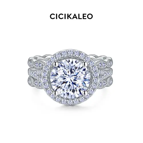 CICIKALEO 1.5/3 CT Moissanite Ring Enhancer Set for Women 81-Facet Cut Lab-Created 18K White Gold Plated Wedding Engagement Gift for Her #Summervibes Marriage Ring