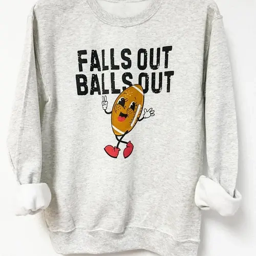 Women's Lady Football Falls Out Graphic Pullover Hoodie Sweatshirt, Casual,back to school,back to school shopping, Tops Target Pull Over Cotton Crewneck Sweatshirt