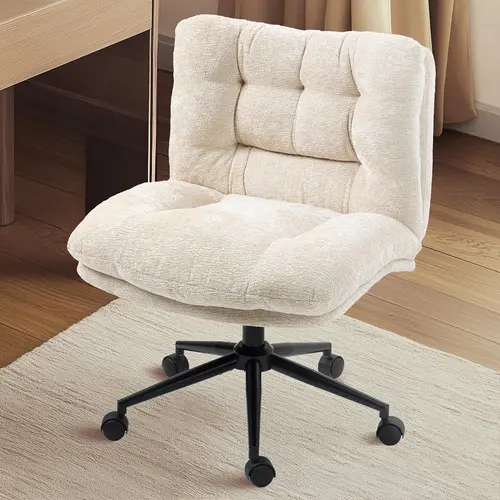 [DealsForYouDays] Extra Large Criss Cross Chair, Oversized Chair with Wheels, Dual-Layer Thickened Cushion, Premium Fabric Morden Home Vanity Chair Wide Seat,dorm essentials,home decor,sohochic