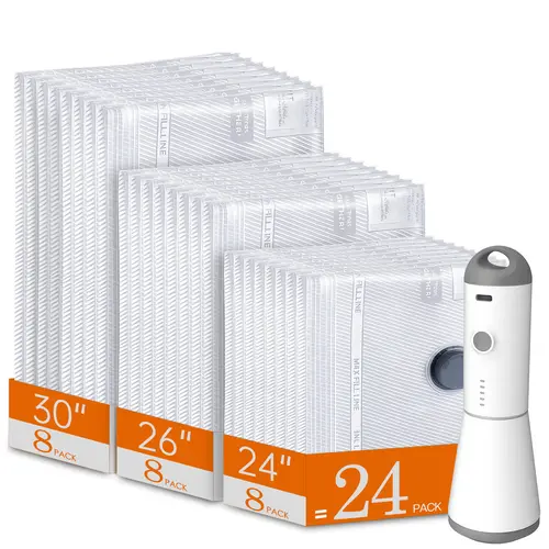 【BackToSchool】Vacease Cordless Travel Vacuum Bag Set with Rechargeable Air Pump，Multiple Sizes Space Saving Storage Bags, Airtight Resealing Sealed Organizers for Luggage, Sturdy Lightweight Clothes Storage Solution, Vacuum Bags For Travel, Slim