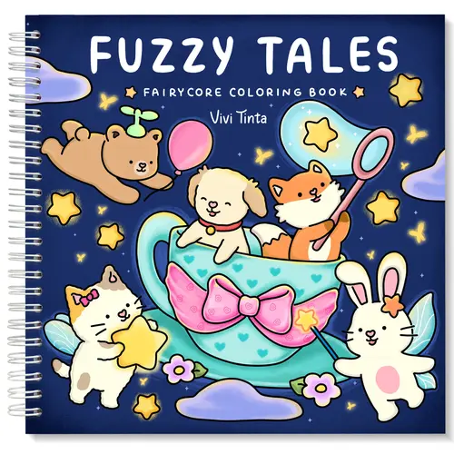 Fairycore Coloring Book for Adults - Fuzzy Tales Themed Art Supply with Adorable Animal Characters for Teens
