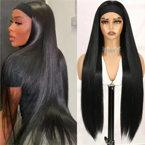 32 Inch Super Long Glueless Headband Half Wig for Women, Fashion Wig, Daily Wear Wig, Synthetic Straight Hair, Heat Resistant Fiber, Suitable for Daily & Party Use