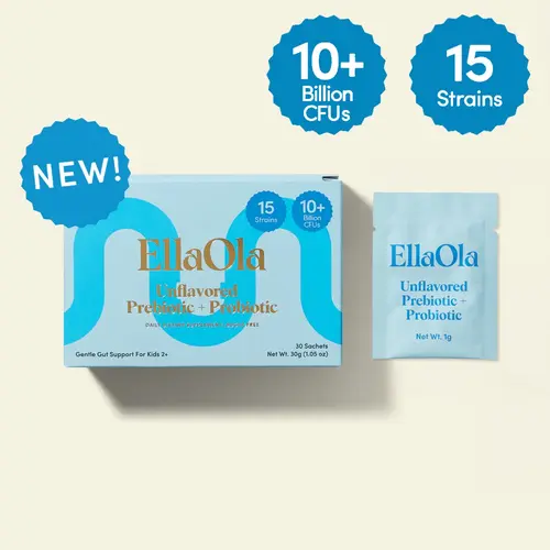 EllaOla Kids' Unflavored Digestive Pre+Probiotic (TT) - 30-Day Supply - 15 Strains & 10.5 Billion CFUs - Gut Health & Immunity - Zero Sugar - Third-Party Tested - Allergen-Free - Pediatrician-Developed