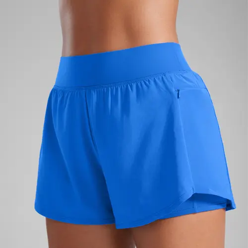 CRZ YOGA  2 in 1 Double Layer Running Shorts for Women 3" - High Waisted for Athletic Tennis Workout with Zip Pockets