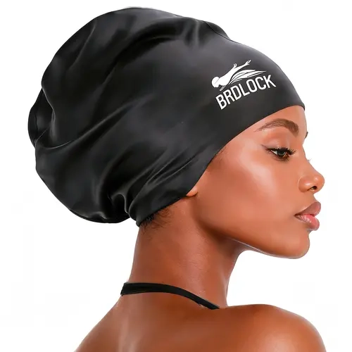 BRDLOCK Silicone Dreadlock Bathing Cap for Female Adults - Latex-Free, High-Elasticity, 100% Silicone XL Swimming Cap for Thick Braided Hair, Locs, Curls, Bulky Textured Hair, Large/Xl