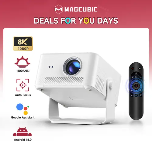 Magcubic HY450Max Projector 1100ANSI 8K Decode Auto Focus 12W Speaker HDR10+ Android 14.0 Dual WiFi6 BT5.4 Fully Automatic Keystone 1.0:1 Throw Ratio Screen Recognize & Automatic Obstacle Avoidance Home Cinema, Movie, Audio #SohoChic