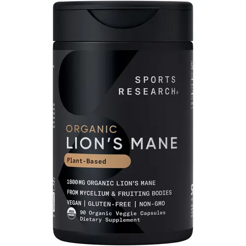Sports Research® Organic Lion's Mane 1800mg, 90 Veggie Capsules