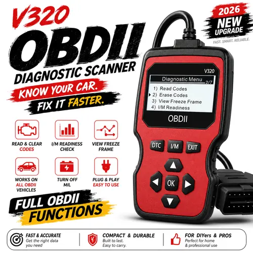 2026 New Upgrade Automotive OBD2 Scanner Diagnostic Tool - Car Accessories, Car Tools, Fault Code Reader, Battery Test, Full OBDII Compliance, Real-Time Data, DTC LookUp, Check Engine Light Scanner for 1996+ Vehicles (Battery-Free),toolupgrade
