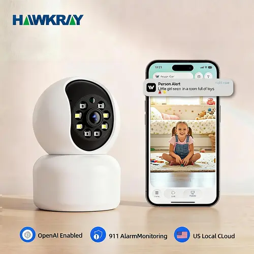 Hawkray Pet Camera with AI Multi-Pet Recognition, 3MP 2K Resolution, AI Summary, 2-Way Audio, Smart Home Security Puppy Camera for Dog & Cat Owners
