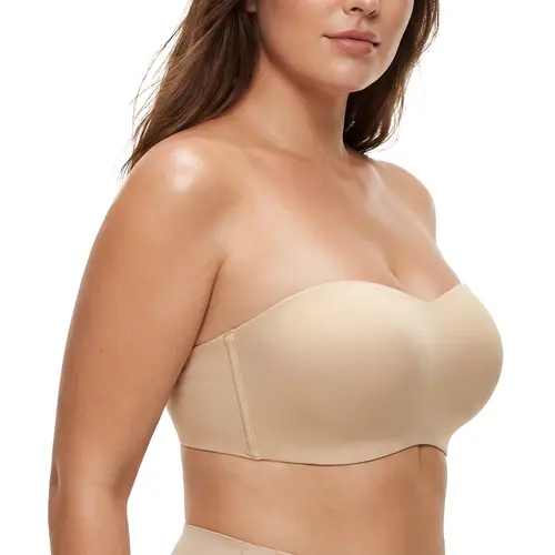 LUCKMEEY Womens Strapless Bras Push Up Bandeau Bra Non Slip Wireless Supportive Padded Bras Seamless Comfortable C-DD Cup#tiktokshopbacktoschool#sohochic