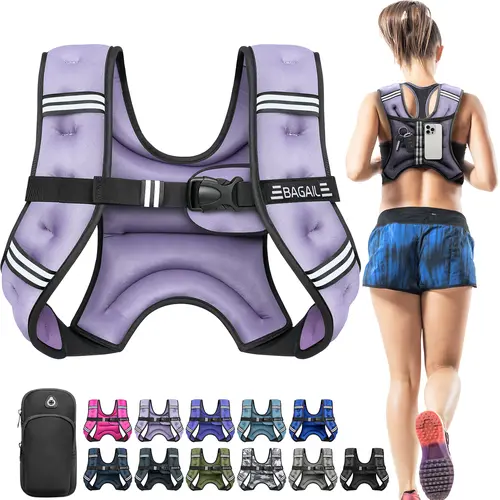 【BackToSchool】BAGAIL Comfort-Fit Weighted Vest for Woman, Even Weight Distribution, No-Chafe or Bounce for Walking & Running with Detachable Phone Pouch & Reflective Stripes (Available 5-30lbs) Summervibes