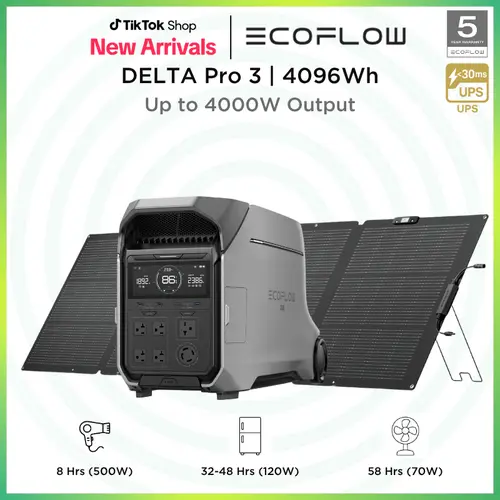 EF EcoFlow DELTA Pro 3 Portable Power Station, 4000Wh LFP Battery, Expandable to 48kWh, 120/240V 4000W AC Output, Solar Generator for Home Use