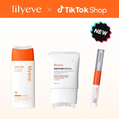 [LILYEVE] GROWTURN Korean Biotin Haircare Trio for Adults (Normal Scalp) - Hair Growth Serum, 3D Volume Brush Shampoo, Dual Lash Serum Set, Hair Loss Products