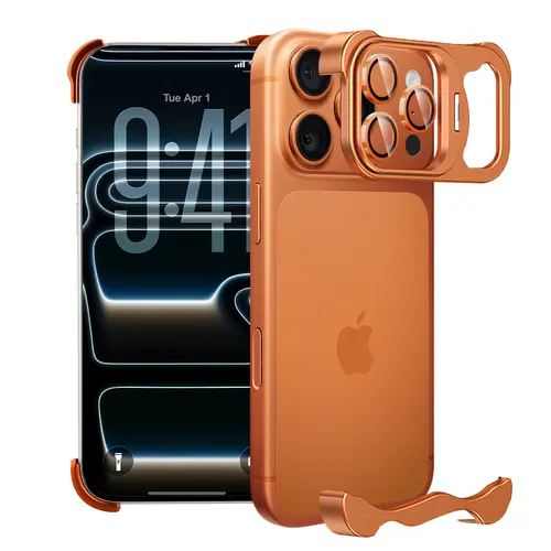 ISEMENA MagSafe Frameless Smartphone Case with Camera Lens Protector for iPhone 17 Pro Max/17 Air/16 Pro/15/14/13, Aluminum Metal Bumper, Ultra-Thin Lightweight Shockproof Protection for Handheld Cellphone Devices