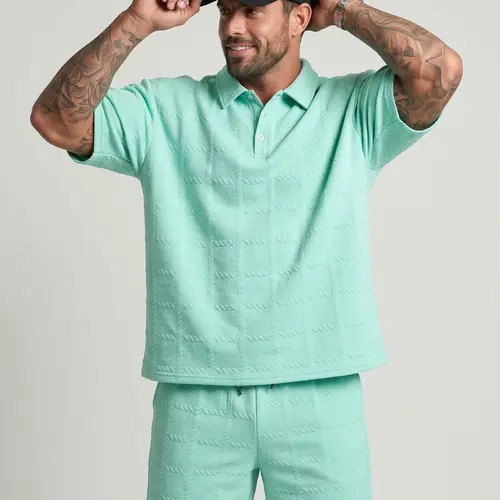 KZZ Men's 2-Piece Plain Casual Suit Set, Solid Short-Sleeve Button-Up Shirt and Matching Shorts for Summer Fashion, Menswear Clothes,sohochic