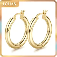 LOLIAS 14K Chunky Gold Hoop Earrings for Women 925 Sterling Silver Post Hollow Tube Hoops Earrings 4mm Thick Hoop Earrings Hypoallergenic Lightweight Gold Big Large Hoop Earrings 25/30/40/50/60/70MM, Gold Jewelry, Accessories, Gold Statement Earrings, Rou