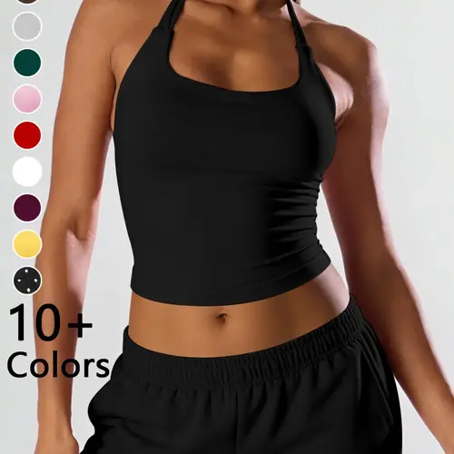 Women's Tight-Fitting Halter Sports Tank Top, Fitness Apparel, Comfortable Fashion Workout Gym Yoga Shirt, Multi-Color Outdoor Fitness Running Top