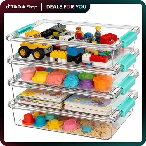 Vtopmart 6 Qt Plastic Storage Bins with Lids, Clear Sensory Bins, Arts Crafts Organizers and Storage, Stackable Containers for Home Office and School Supplies, DealsForYouDays, summerwins