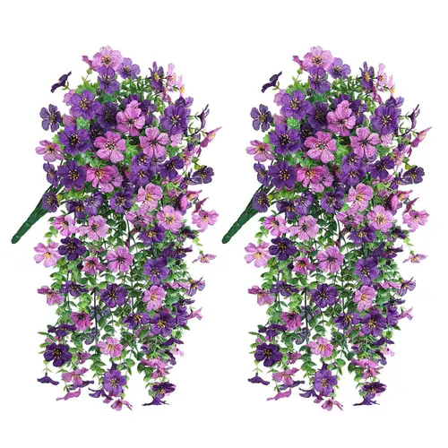 4-Pack Hanging Artificial 6-Ear Orchid Flowers, Decorative Bright Long-Lasting Floral Decor, Artificial Flowers for Outside, Ideal for Garden & Window Sill Home Decor Supplies
