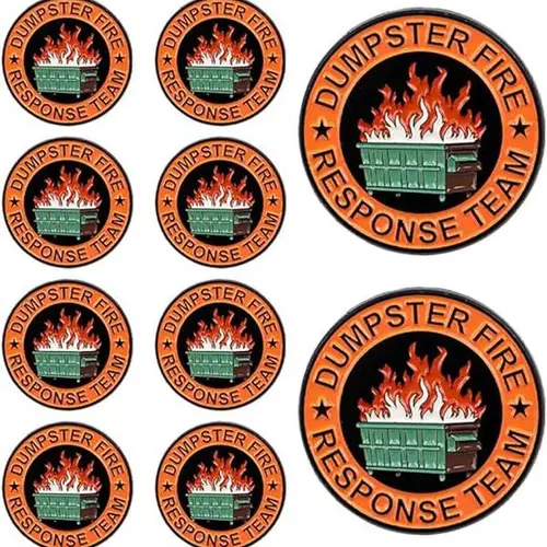 Funky Enamel Brooches - 6/12pcs Humor Graphic 1.18 Inch Whimsical Dumpster Fire Lapel Pins, Bright Colors Grab Attention, Collectible Decor Accessories, Funny Gifts for Coworkers, Employee Appreciation Clip for Jackets & Hats