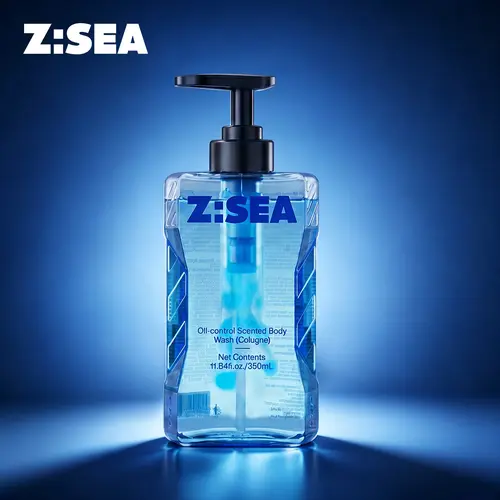 Z:SEA Men's Body Wash Cleanser - 72-Hour Long-Lasting Scented Cologne Aroma, Deep Cleansing, Oil Control, Gentle Daily Youth-Focused Body Care Products, Fresh and Clean for Gym & Work, 11.84 fl oz