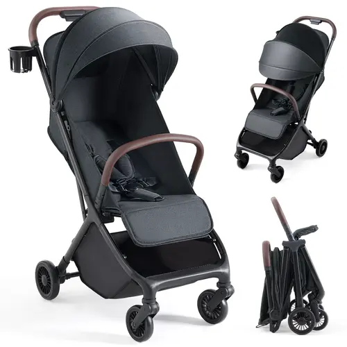 [sohochic]HARPPA Foldable Stroller for Toddlers - Portable, Compact, Travel-Friendly, with Canopy, 1-Hand Fold, Cup Holder, Multi-Position Recline, Large Storage Basket, Mesh Windows, for Outdoor Use , Folding Stroller, Portable Foldable Stroller