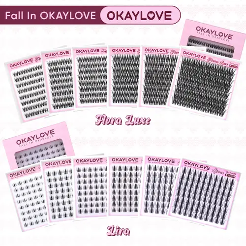 OKAYLOVE Lashes Cluster, One Size Eyelashes Clusters for Flora Luxe|Lira, 8/ 10/ 12/ 14/ 16/ 18MM Soft Cluster Eyelash Extensions, DIY Eyelash at home Easily, Natural Makeup Girl Gifts